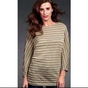 CAbi Striped Gray Polish Long Sleeve Blouse #957 size XS